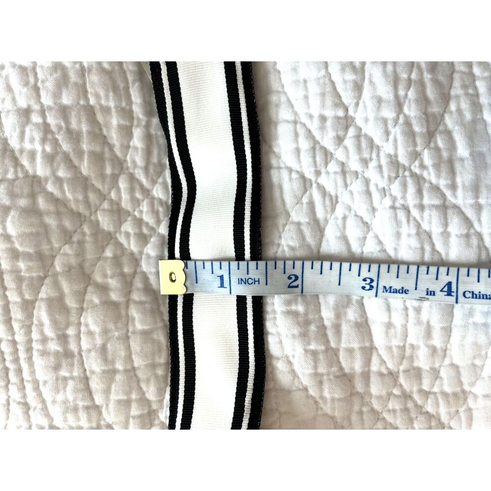 Polo Ralph Lauren Vintage Ribbon Belt Mens Black White Striped Double D-Ring XL - Picture 7 of 10